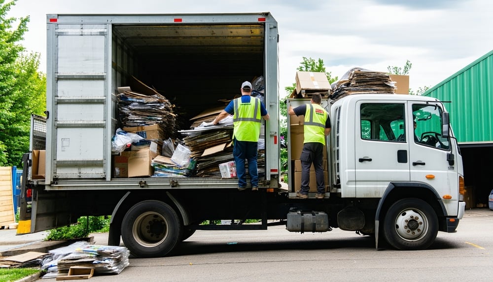JG Estate Services team loading junk into an eco-friendly removal truck