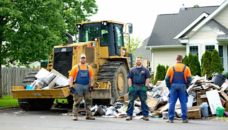 JG Estate Services team performing eco-friendly junk removal at a residential property